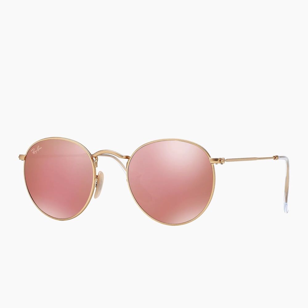 Ray-Ban Round Pink Mirrored Lens 53mm Sunglasses (case included)